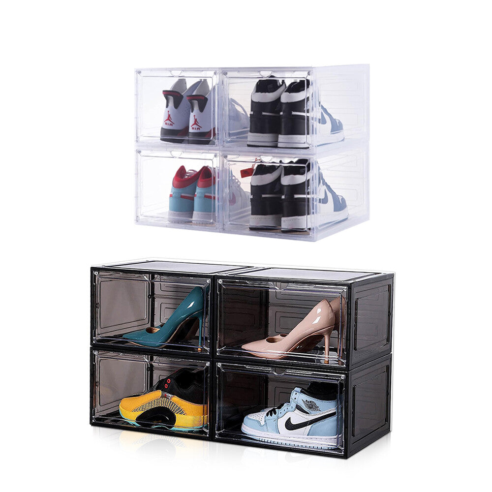 Magnetic Shoe Storage Box Drop Side/Front Sneaker Case Stackable Container XL