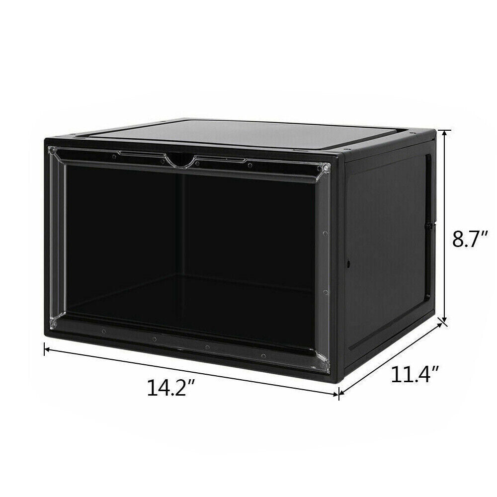 Magnetic Shoe Storage Box Drop Side/Front Sneaker Case Stackable Container XL