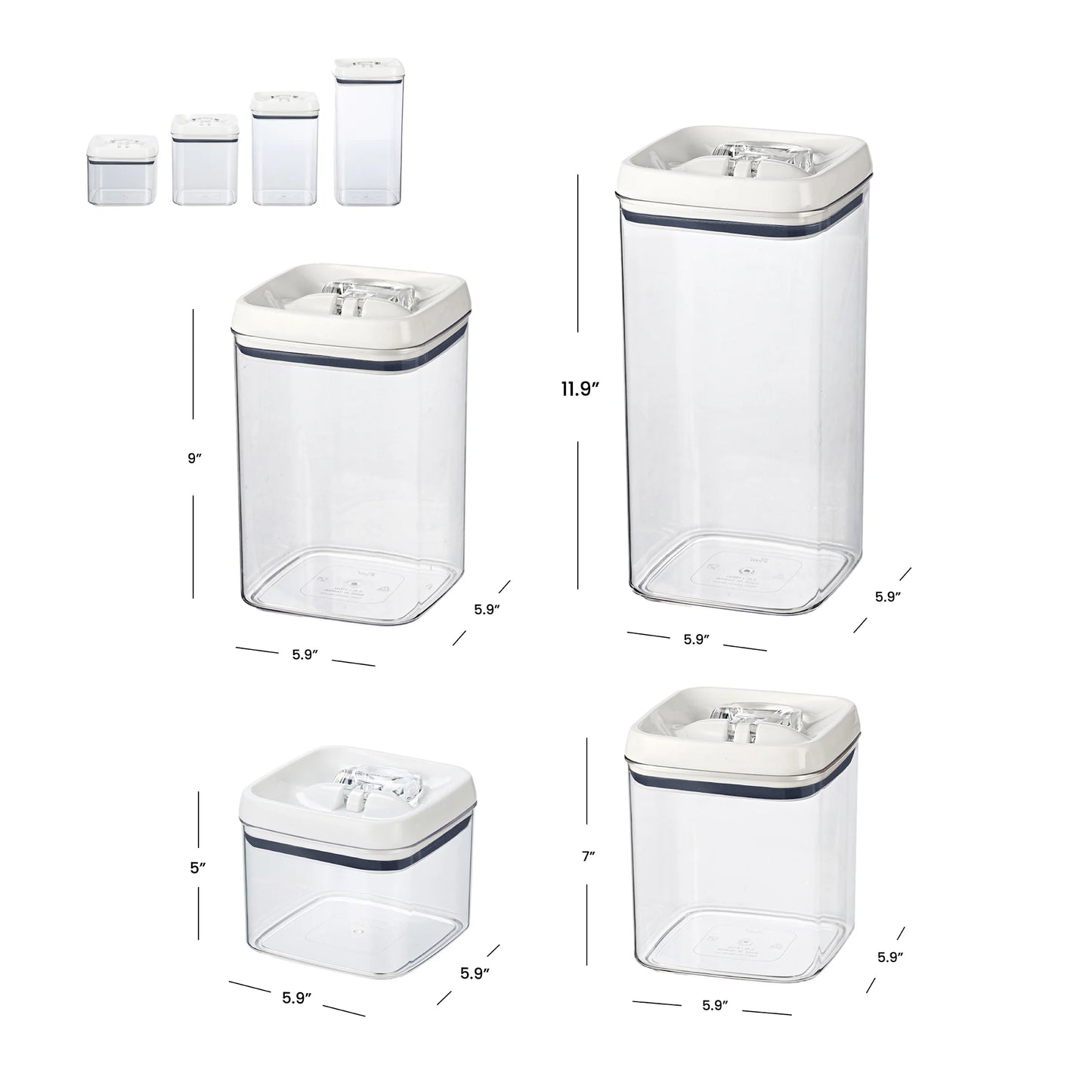 Canister Pack of 4, Flip-Tite® Square Food Storage Container Set