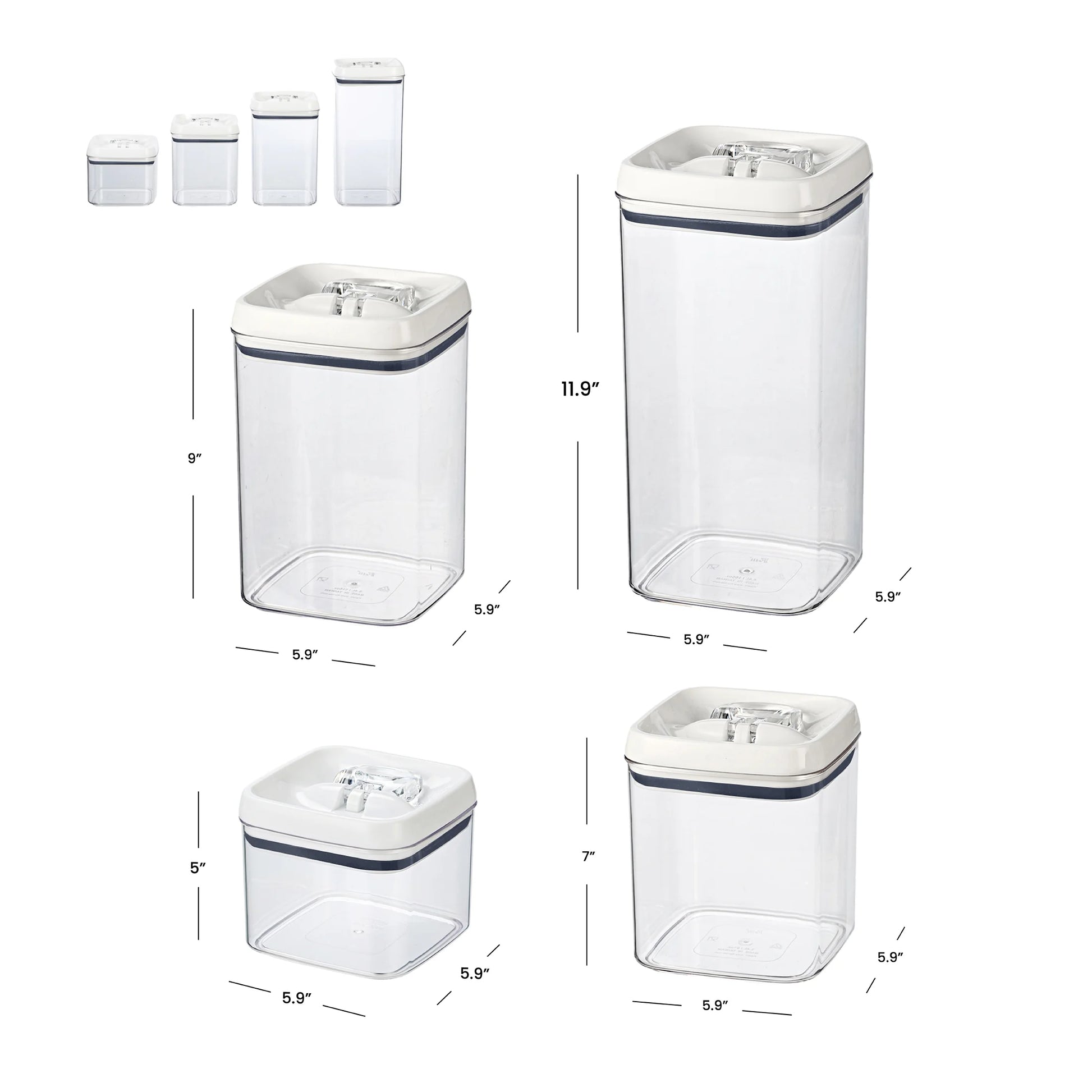 Canister Pack of 4, Flip-Tite® Square Food Storage Container Set