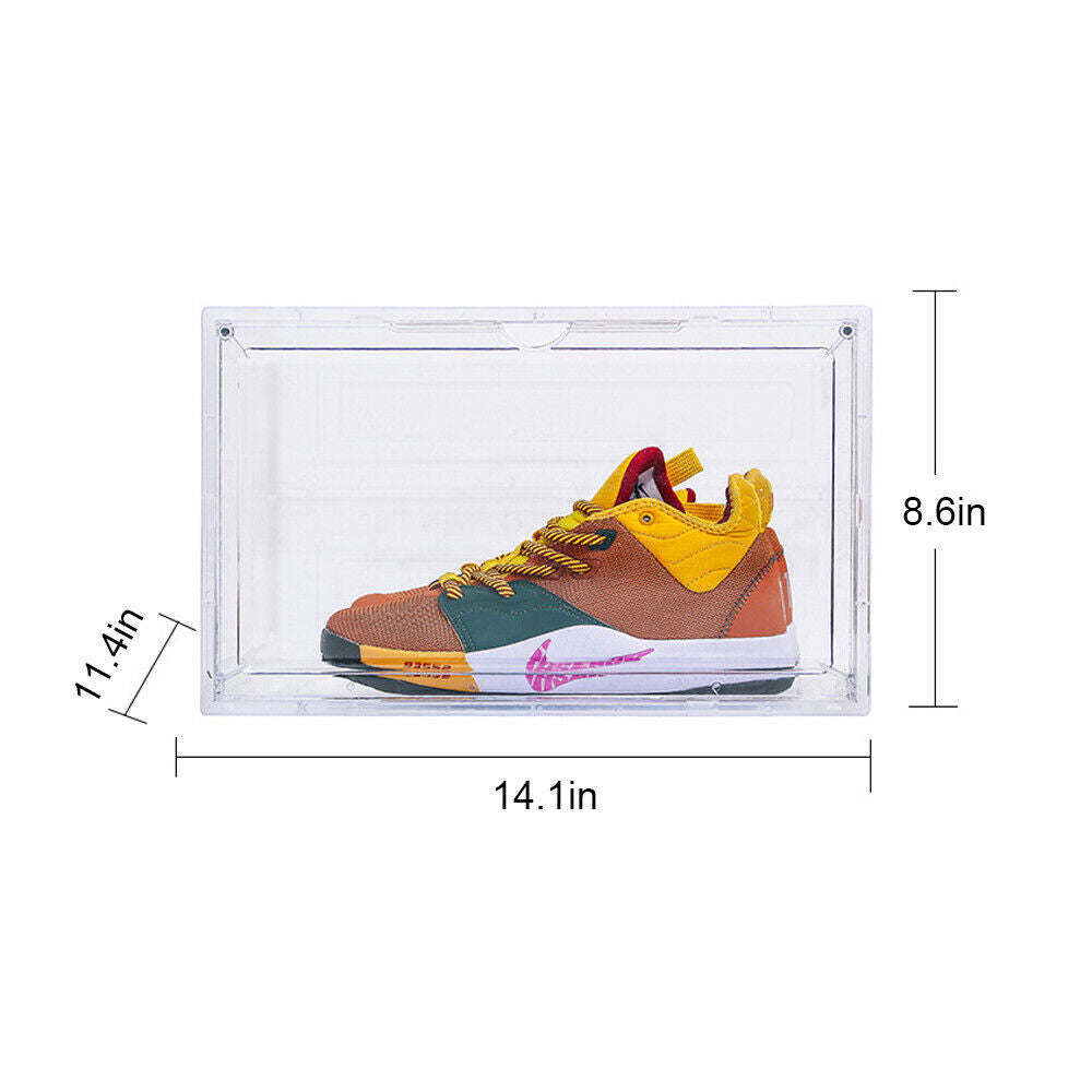 Magnetic Shoe Storage Box Drop Side/Front Sneaker Case Stackable Container XL