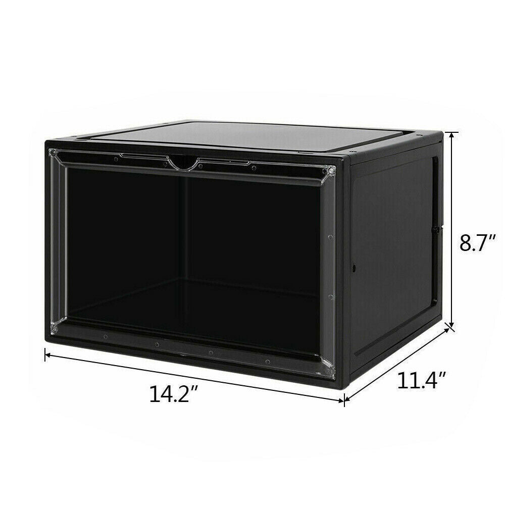 Magnetic Shoe Storage Box Drop Side/Front Sneaker Case Stackable Container XL